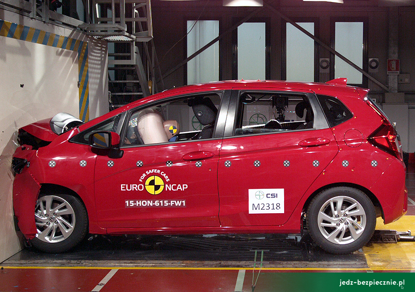 TESTY ZDERZENIOWE EURO NCAP | Honda Jazz III - zderzenie czołowe w przeszkodę stałą