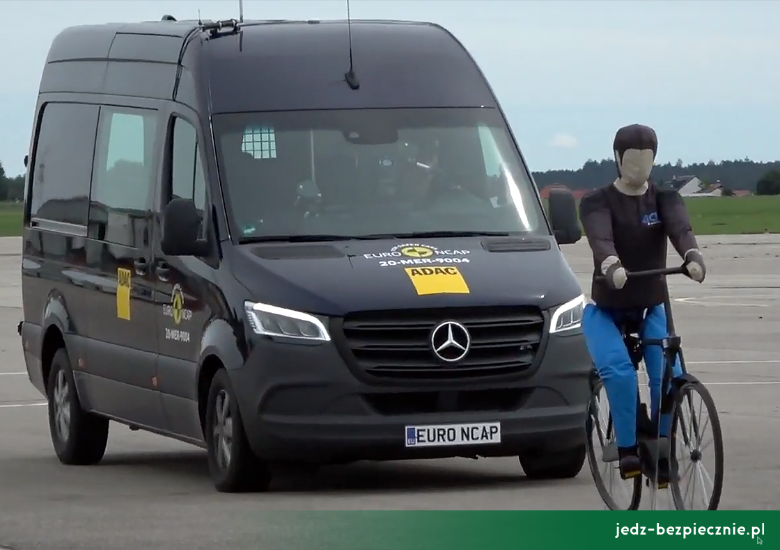 TESTY ZDERZENIOWE EURO NCAP | Mercedes Sprinter - wykrywanie obecności rowerzysty