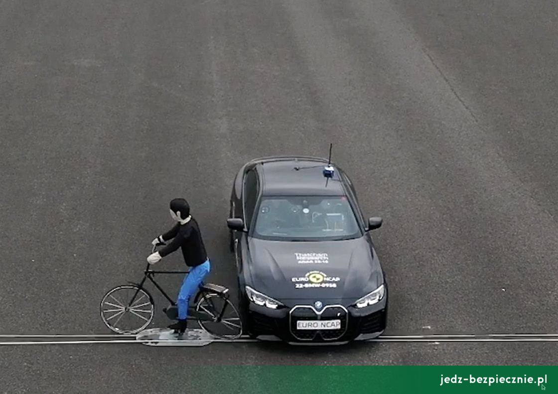 TESTY ZDERZENIOWE EURO NCAP | BMW i4 - ocena bezpieczeństwa rowerzysty