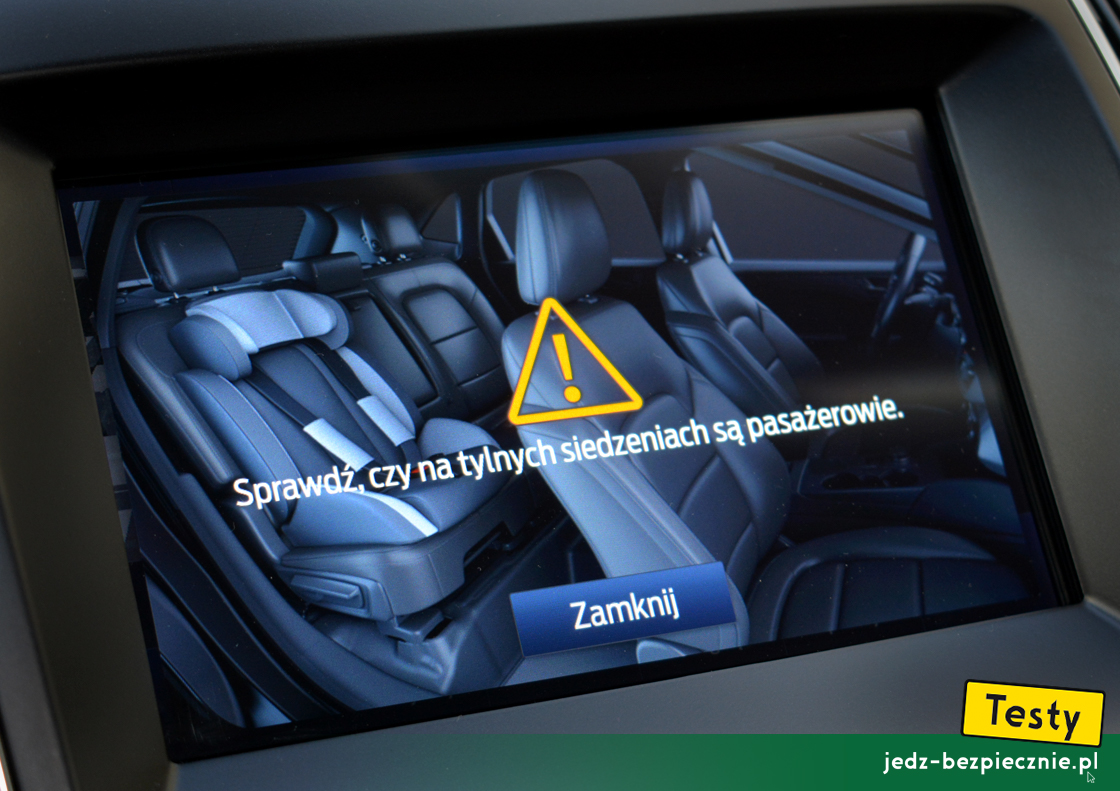 Testy - Ford S-Max hybrid - sygnalizacja - nie zostawiaj dziecka samego w samochodzie
