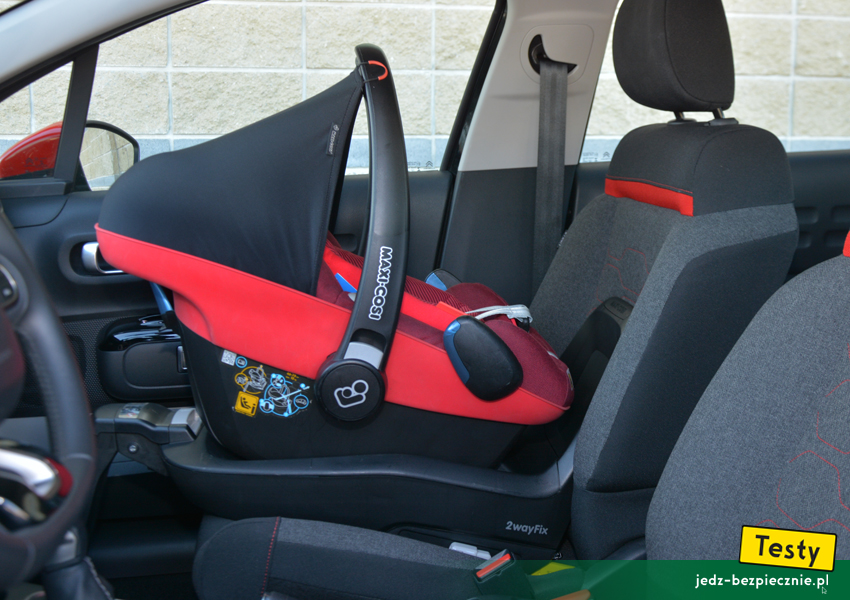 TESTY | Citroen C3 III - próba z montażem na miejscu pasażera, fotelik tyłem do kierunku jazdy, baza, Isofix