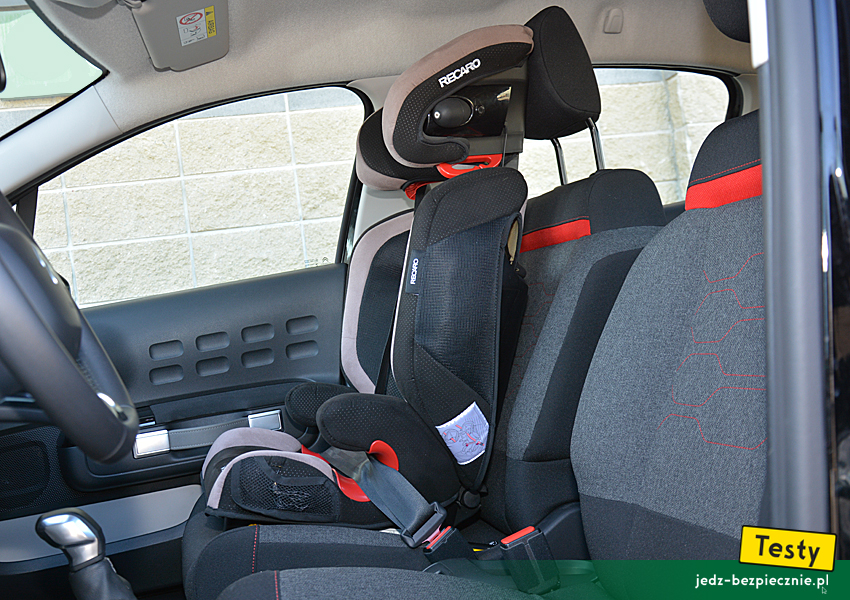 TESTY | Citroen C3 III - fotel pasażera, Isofix, pas bezpieczeństwa, przodem do kierunku jazdy, problem z zagłówkiem