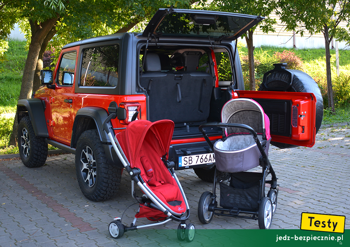 Testy - Jeep Wrangler JL - próby z wózkami dziecięcymi X-lander i Quinny