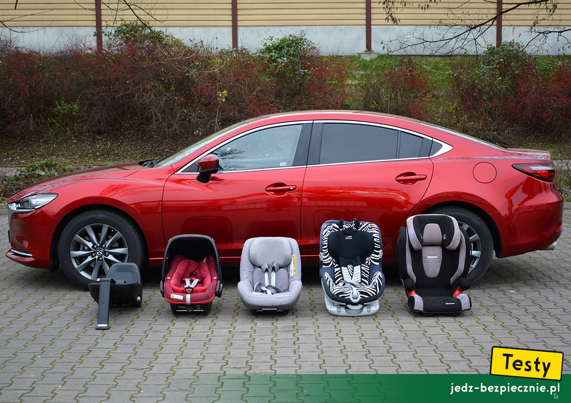 Testy - Mazda 6 III faceliting 2 sedan - próby z montażem fotelików samochodowych dla dzieci, pas bezpieczeństwa, Isofix, i-size, top-tether