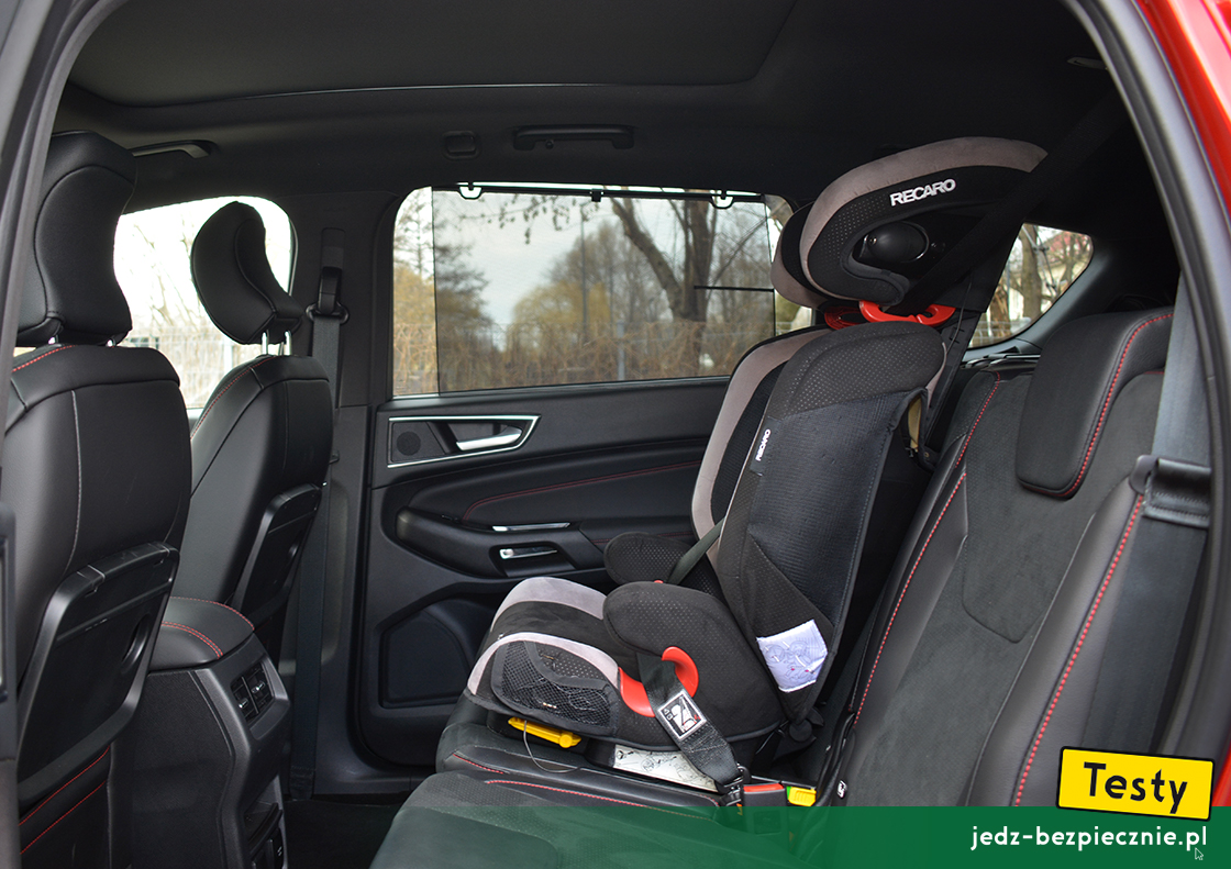 Testy - Ford S-Max hybrid - próba z montażem fotelika Recaro na środkowym siedzeniu w II rzędzie, Isofix, i-Size