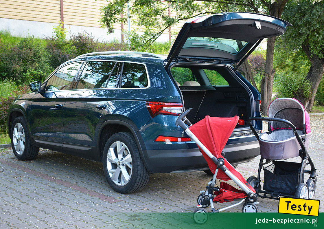 Testy - Skoda Kodiaq fl II 5-osobowa - próby z pakowaniem do bagażnika wózków dziecięcych