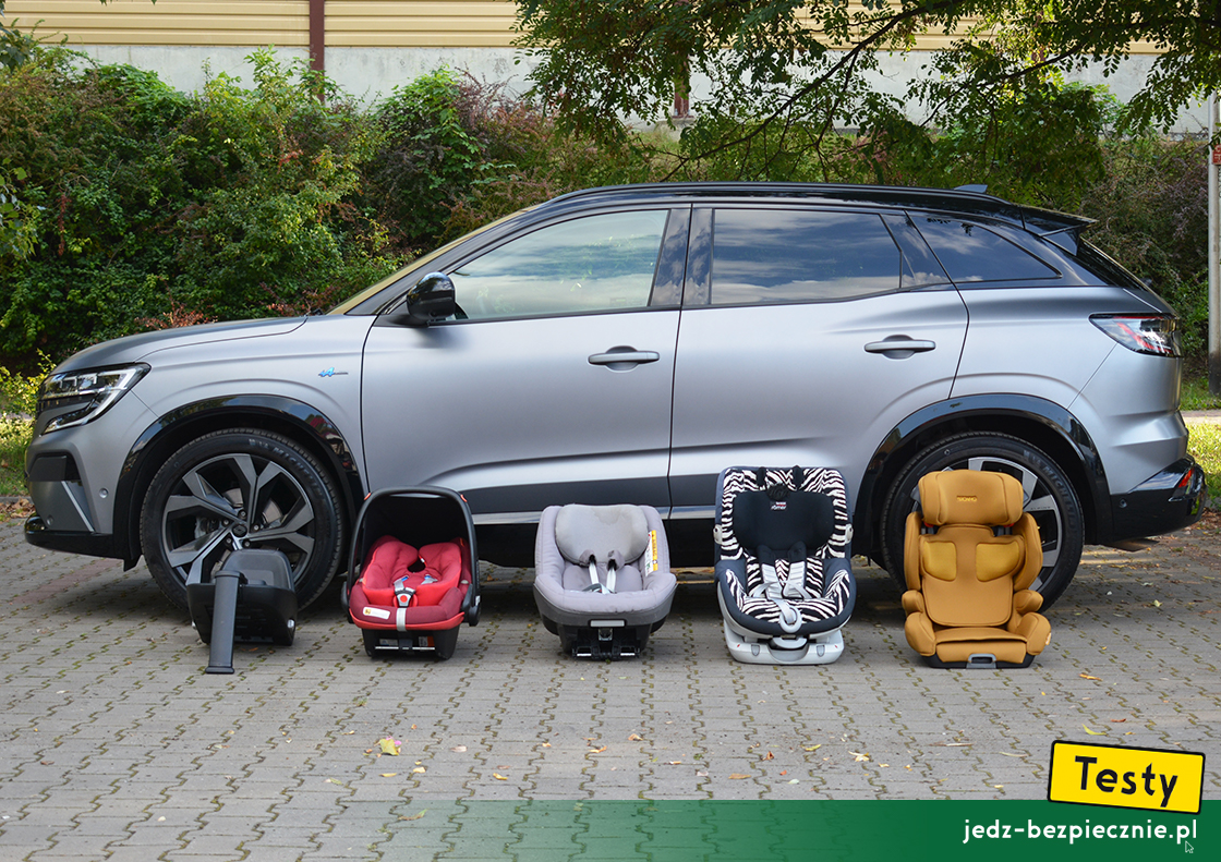 Testy - Renault Austral - próby z montażem fotelików samochodowych dla dzieci, pas bezpieczeństwa, Isofix, i-size, top-tether, tyłem, przodem, do kierunku jazdy