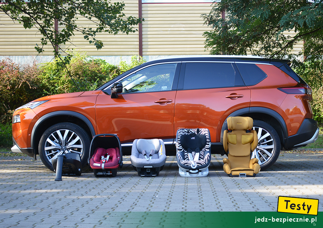 Testy - Nissan X-Trail - próby z montażem fotelików samochodowych dla dzieci, pas bezpieczeństwa, Isofix, i-size, top-tether, tyłem, przodem, do kierunku jazdy