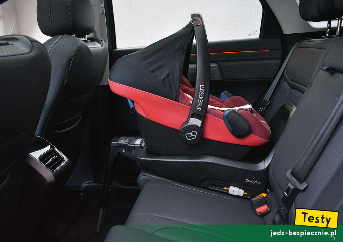 TESTY | Jaecoo 7 - montaż nosidełka dla dzieci, grupa 0/0+, Maxi-Cosi, Pebble Plus, baza Isofix, i-Size, tyłem do kierunku jazdy, kanapa