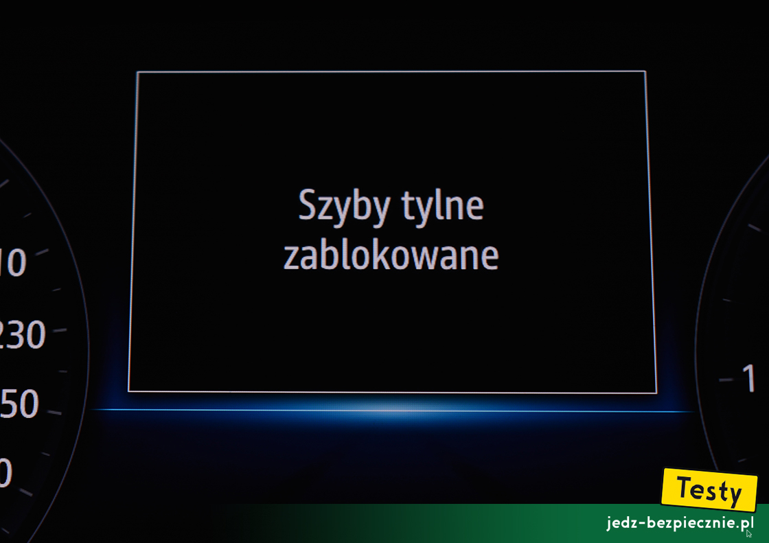 Testy - Renault Talisman Grandtour facelifting 2020 - informacja o zablokowaniu sterowania bocznymi szybami