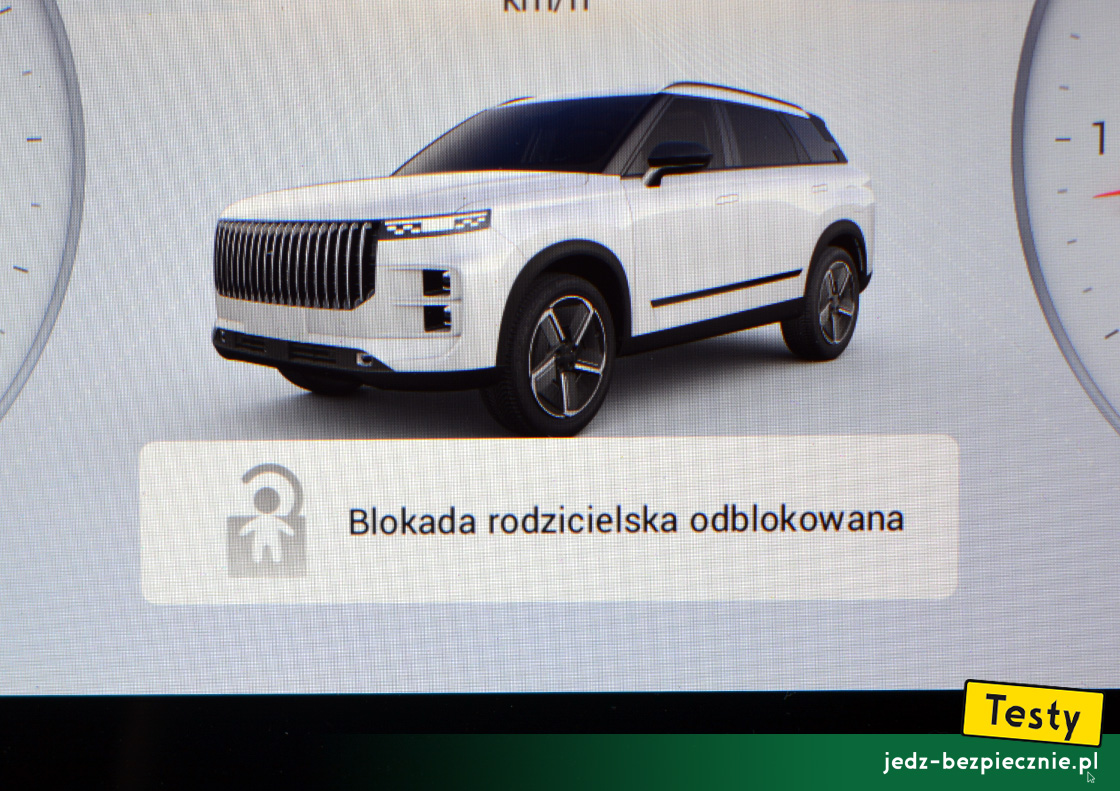 TESTY | Jaecoo 7 | informacja o dezaktywacji blokady rodzicielskiej
