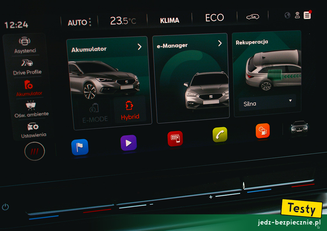 TESTY | SEAT Leon Sportstourer e-Hybrid plug-in - menu obsługi napędu elektrycznego