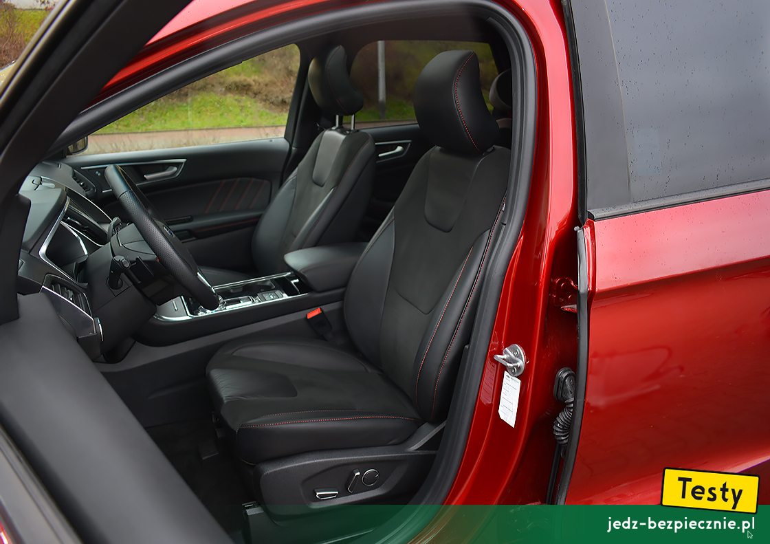 Testy - Ford Edge II facelifting - przednie fotele z regulacją w 10 płaszczyznach