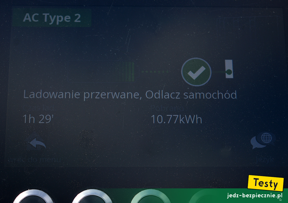 Testy - Mazda MX-30 - zakończnie ładowania AC