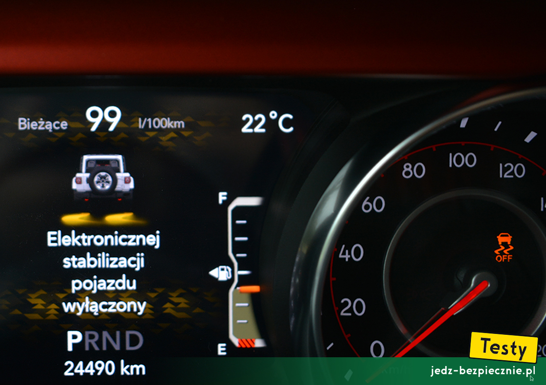 Testy - Jeep Wrangler JL - dezaktywacja ESP