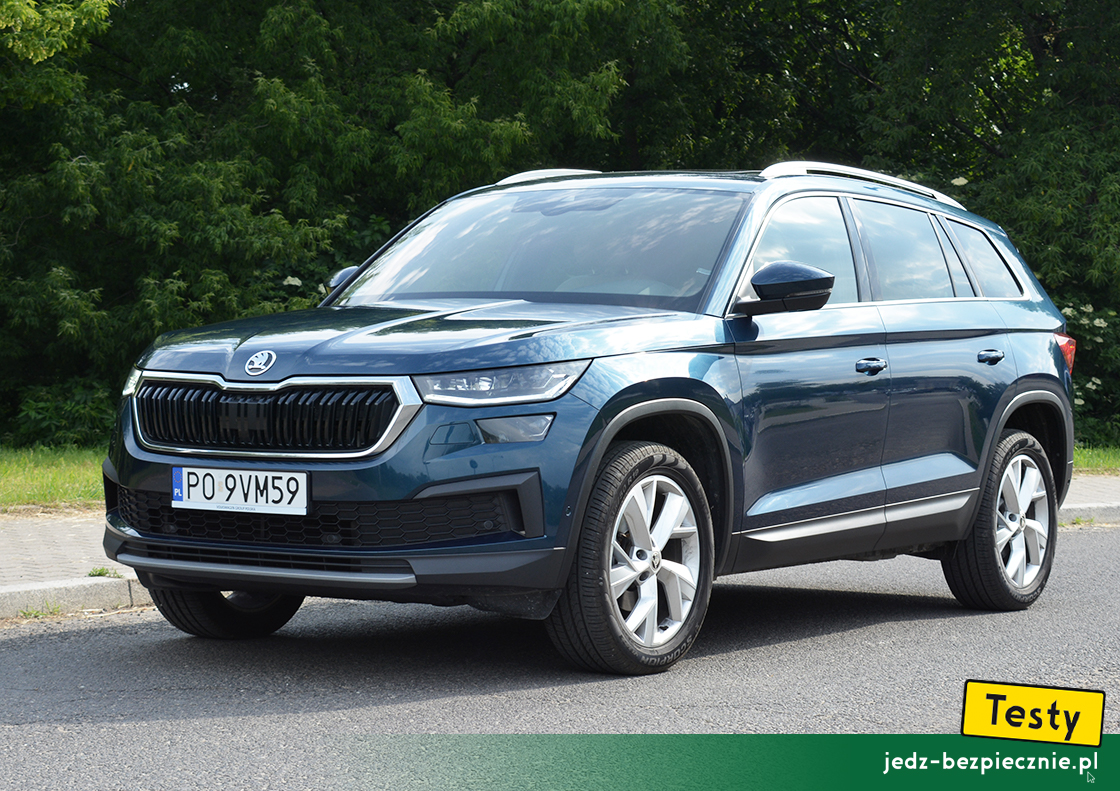 Testy - Skoda Kodiaq fl II 5-osobowa - przód auta po faceliftingu w wersji wyposażenia Style