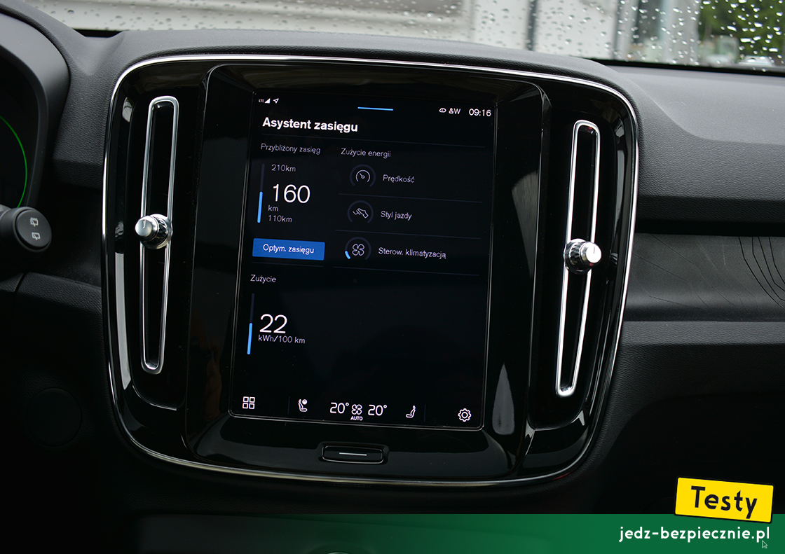 Testy - Volvo XC40 Recharge - informacja o zużyciu energii