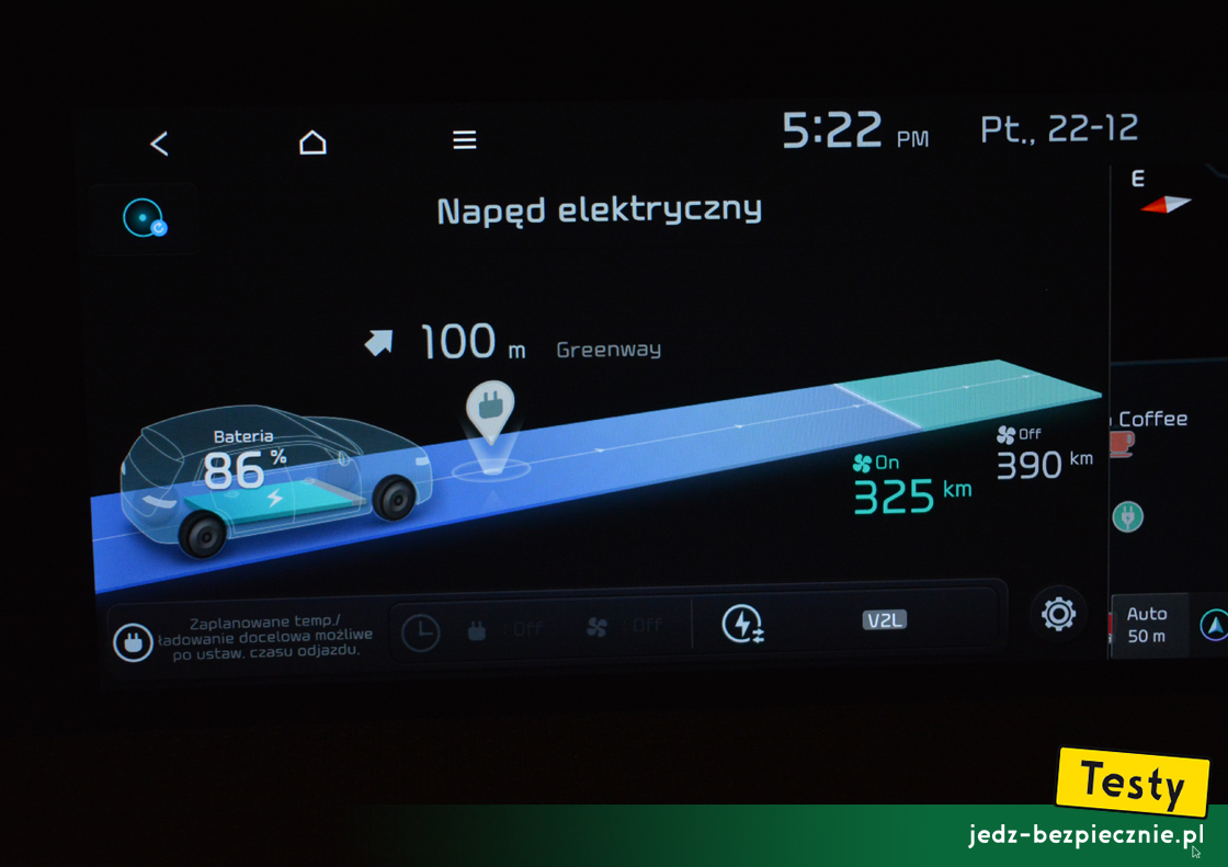 Testy - Kia EV6 - monitor zużycia energii