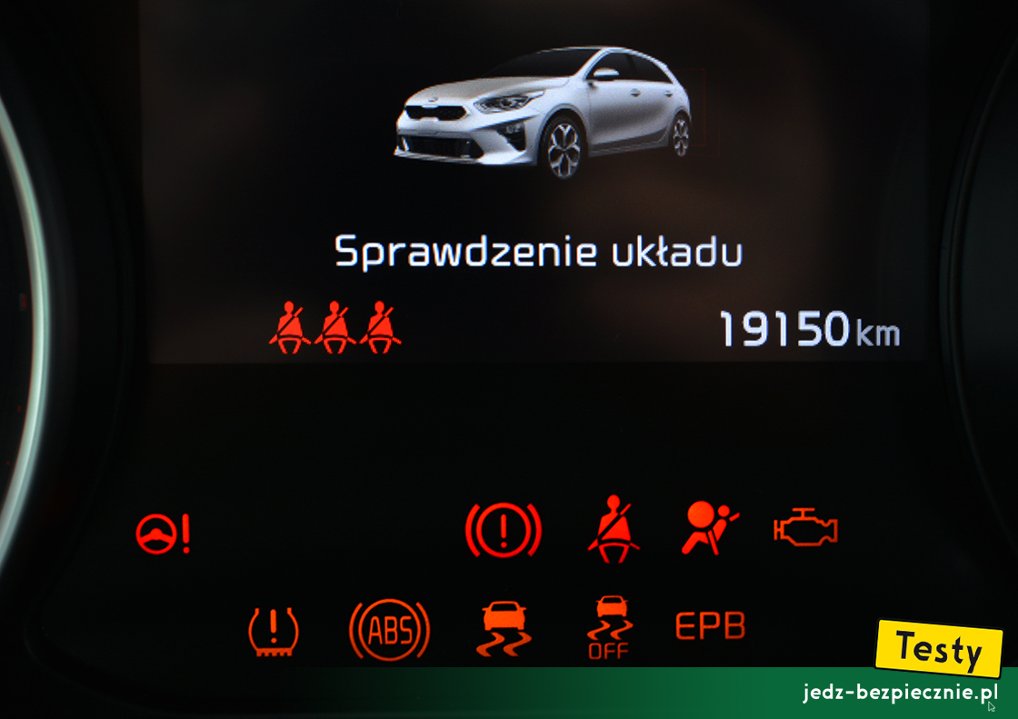 Testy - Kia XCeed - Sygnalizacja niezapiętych pasów bezpieczeństwa