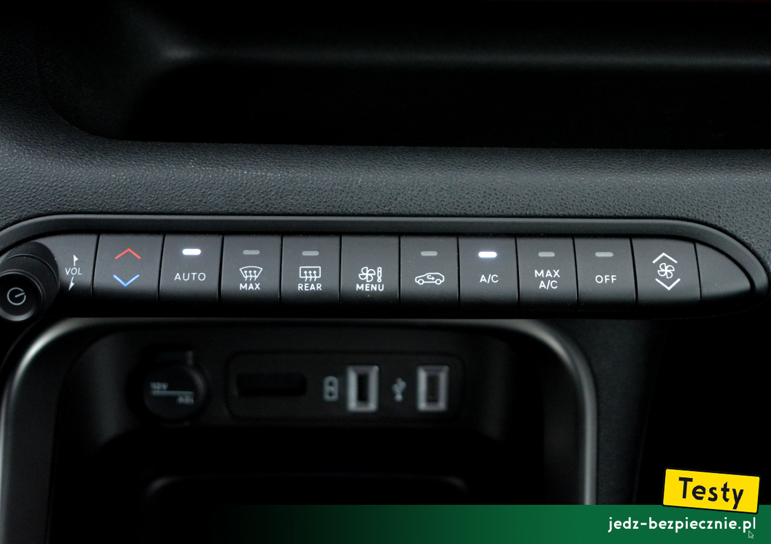 Testy - Jeep Avenger - zalety, panel sterowania klimatyzacją
