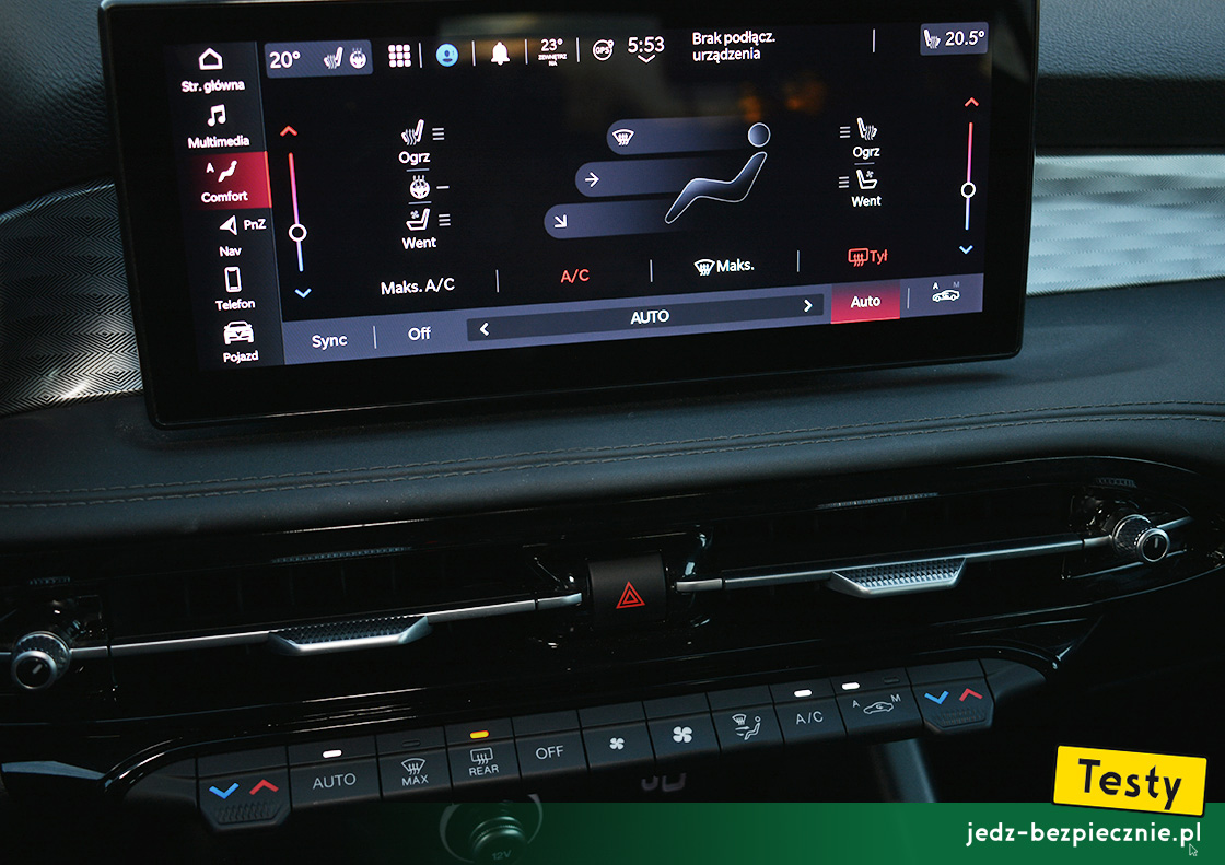 Testy - Alfa Romeo Tonale diesel - plusy, fizyczne przyciski do obsługi klimatyzacji